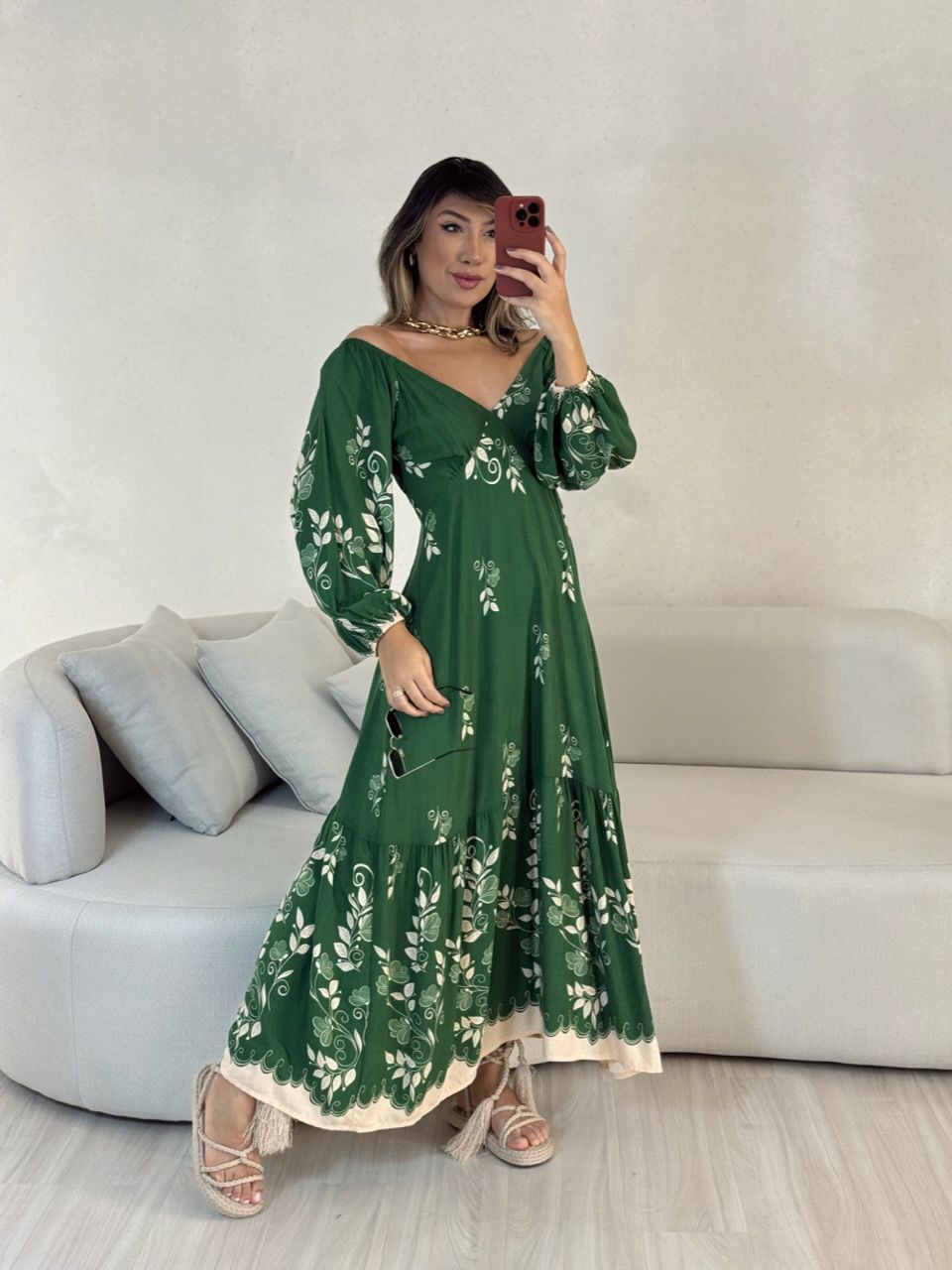 VESTIDO EDUARDA 02 ESTAMPADO VERDE