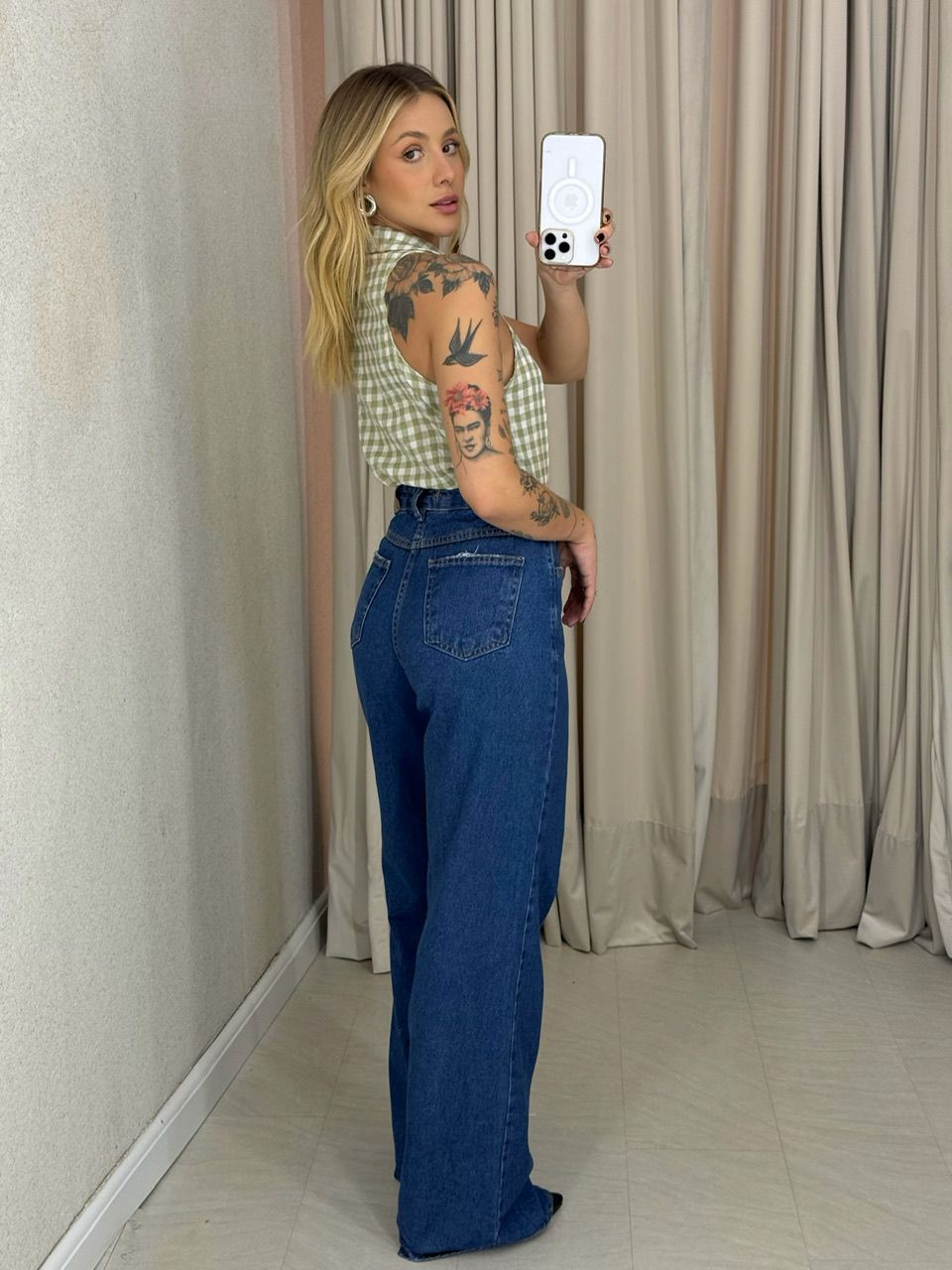 BLUSA ADELINA XADREZ VERDE