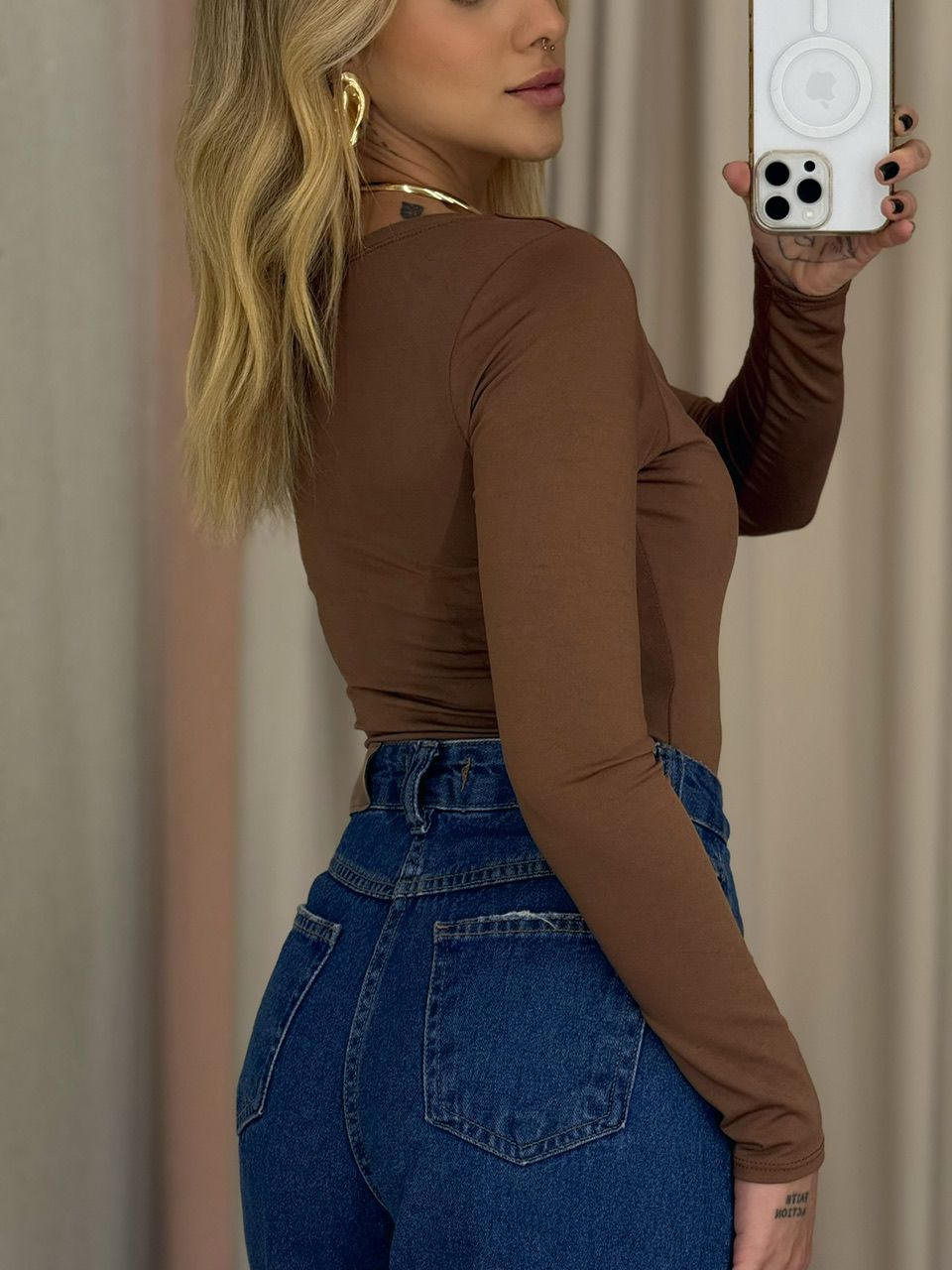 BODY BRUNA DECOTE QUADRADO CAPUCCINO 