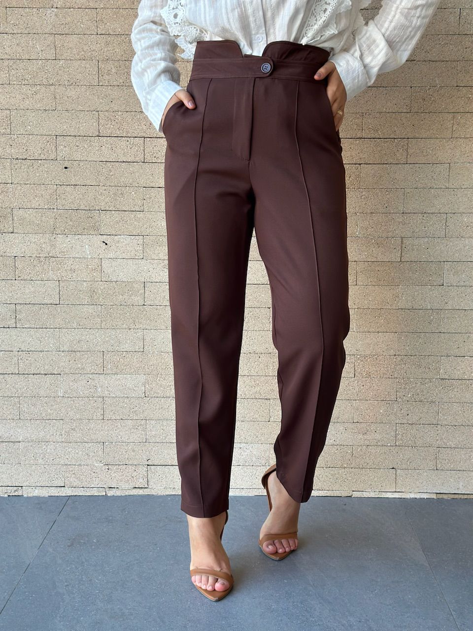 CALÇA ANDREZA SKINNY MARROM - 0065460054 - CAROLLA FERRARO