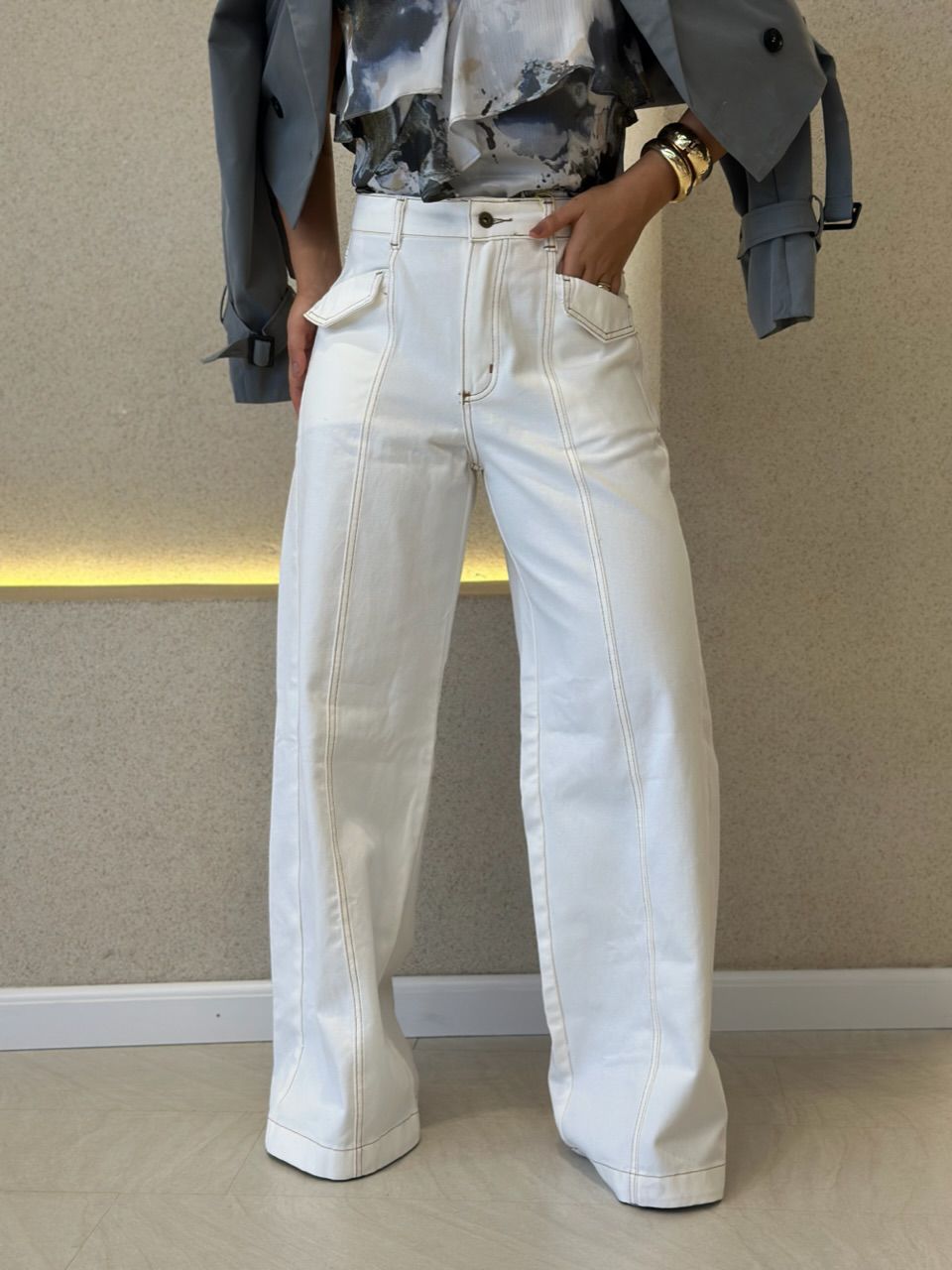 CALÇA EMILI WIDE LEG CRU