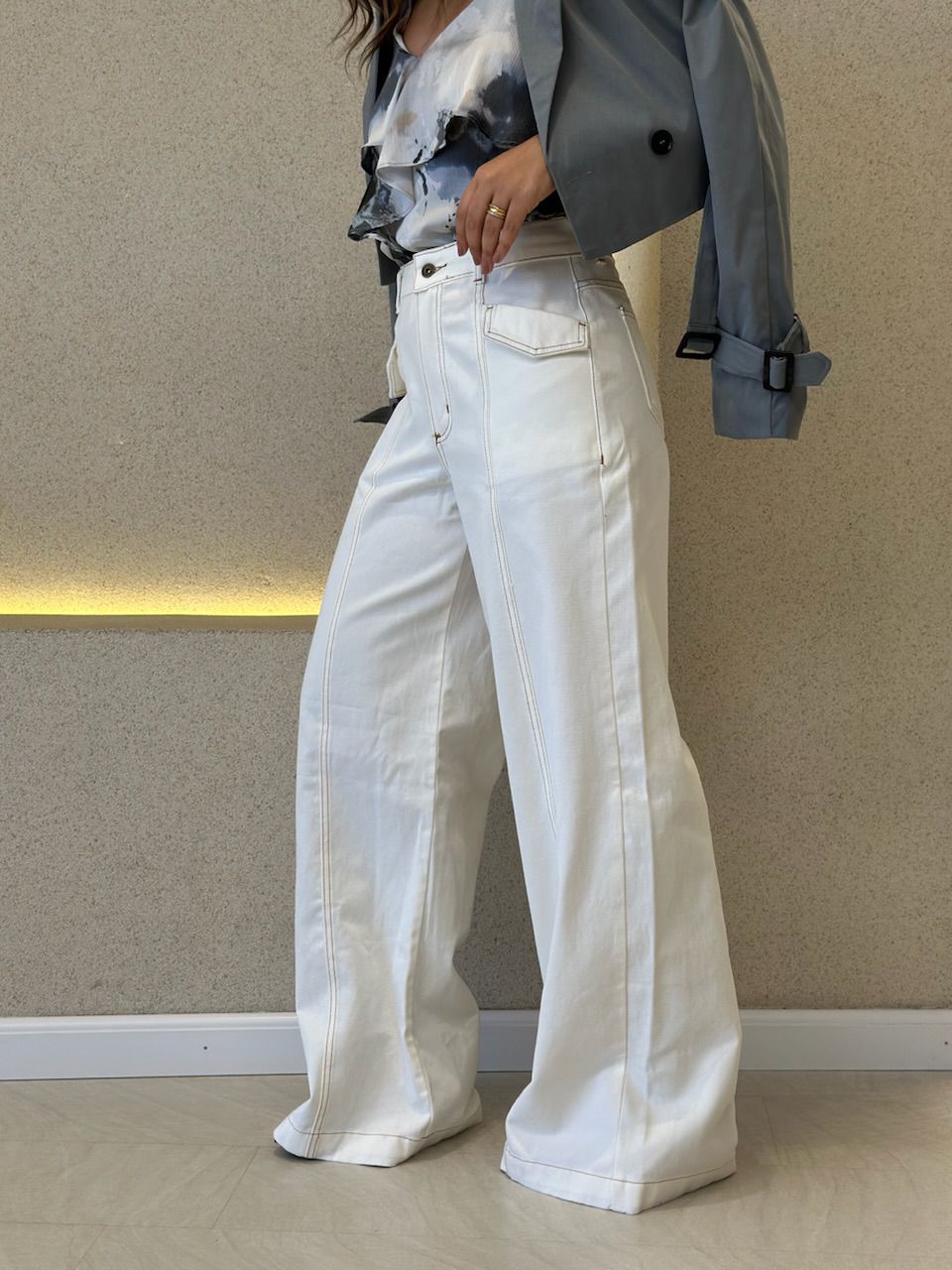CALÇA EMILI WIDE LEG CRU
