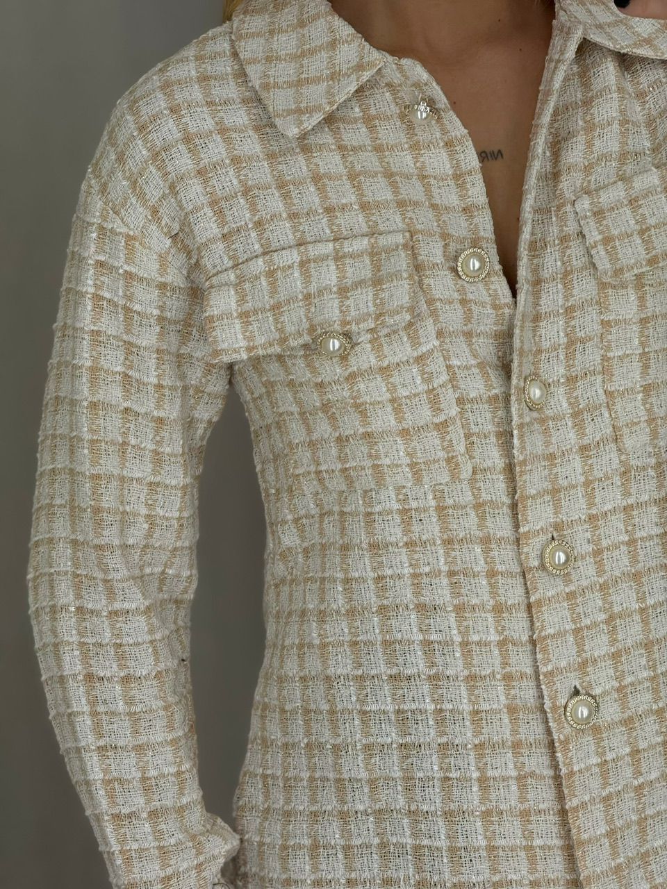 CAMISA JACQUE PIED DE POULE NUDE