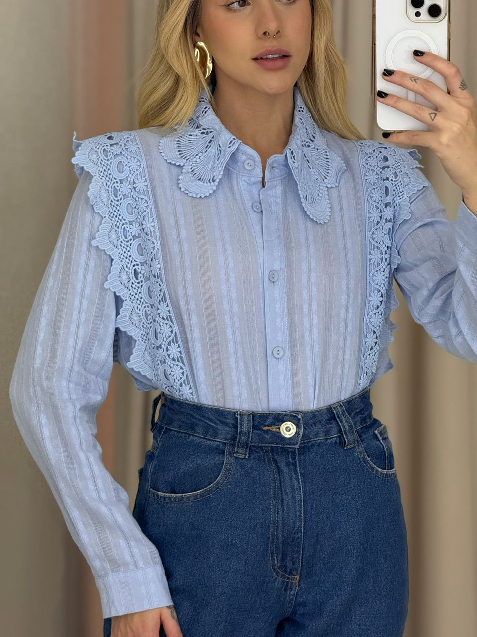 CAMISA KEYLA GUIPIR AZUL