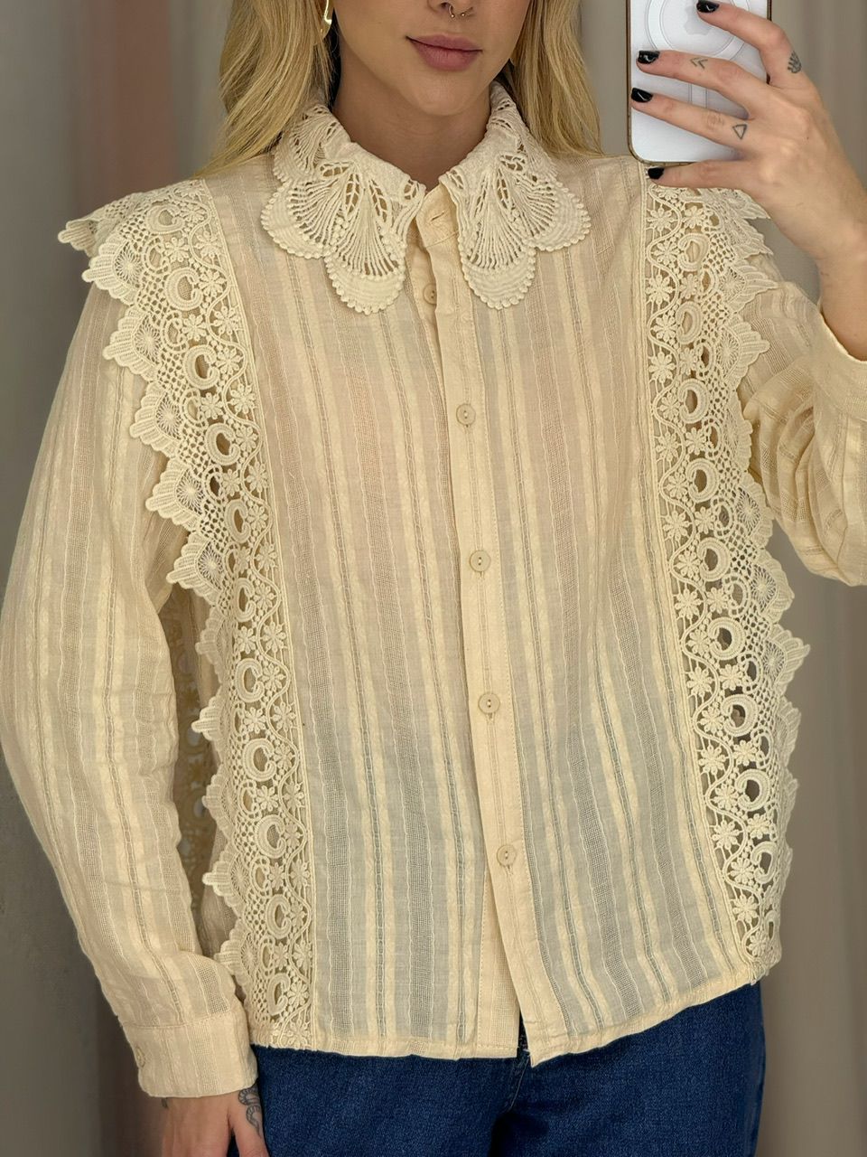 CAMISA KEYLA GUIPIR NUDE