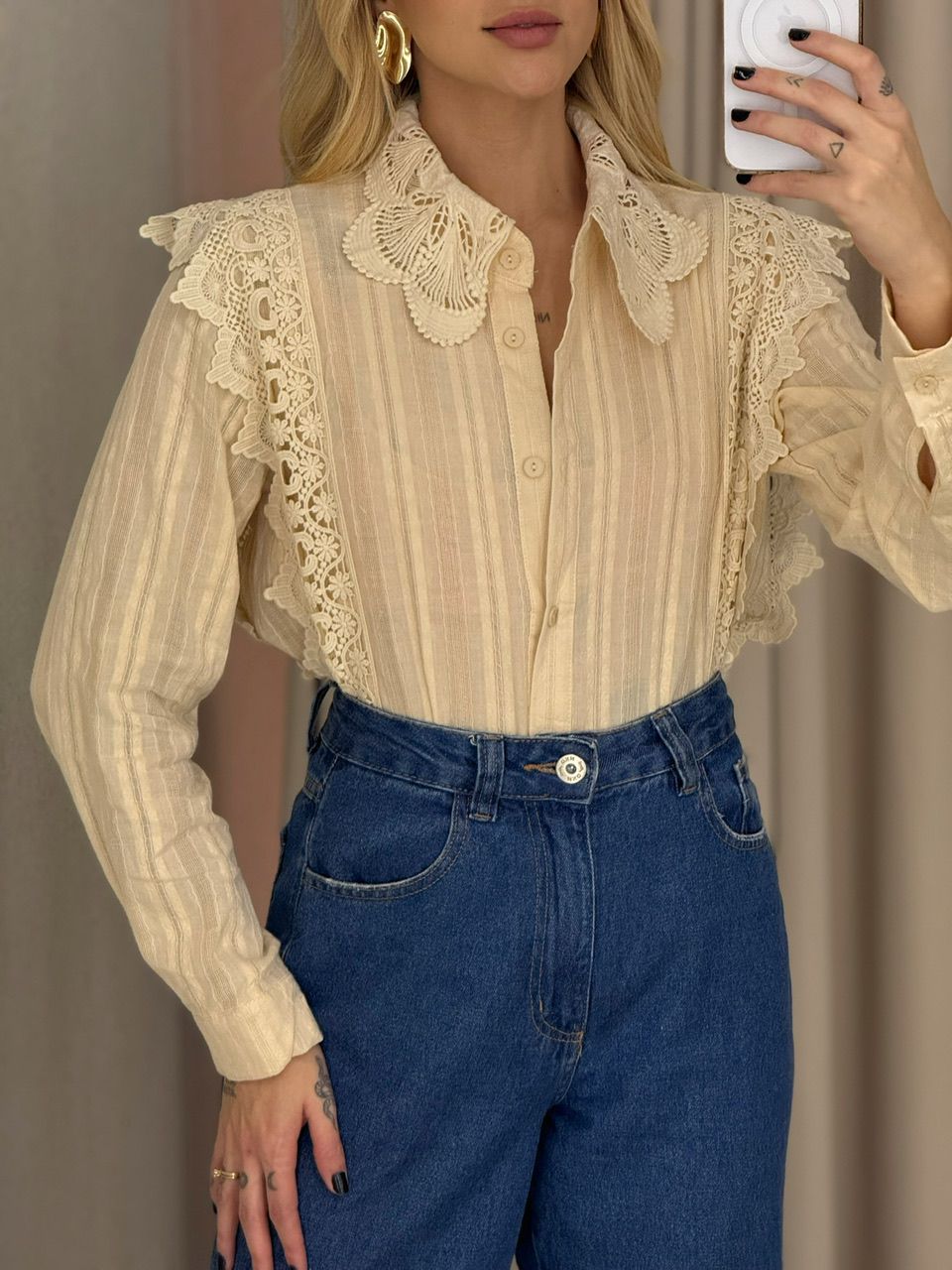 CAMISA KEYLA GUIPIR NUDE