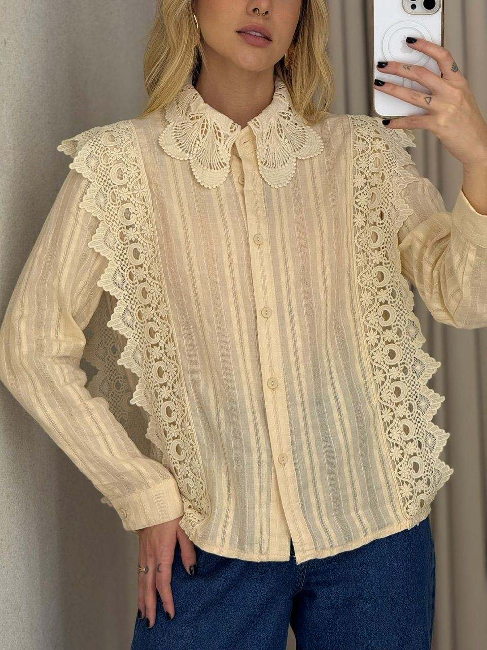 CAMISA KEYLA GUIPIR NUDE