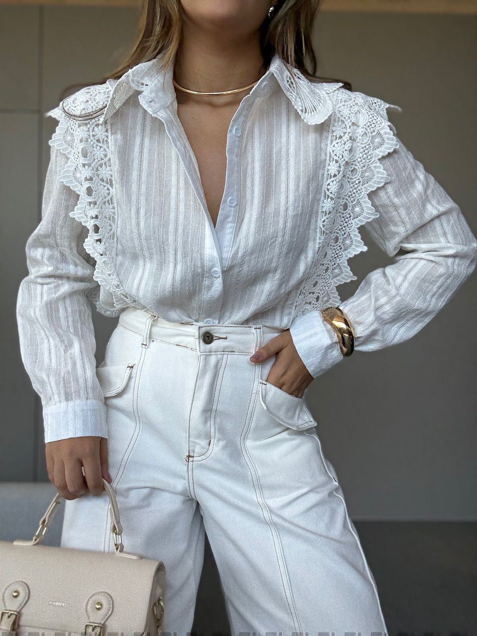 CAMISA KEYLA GUIPIR OFF - 0065440048 - CAROLLA FERRARO