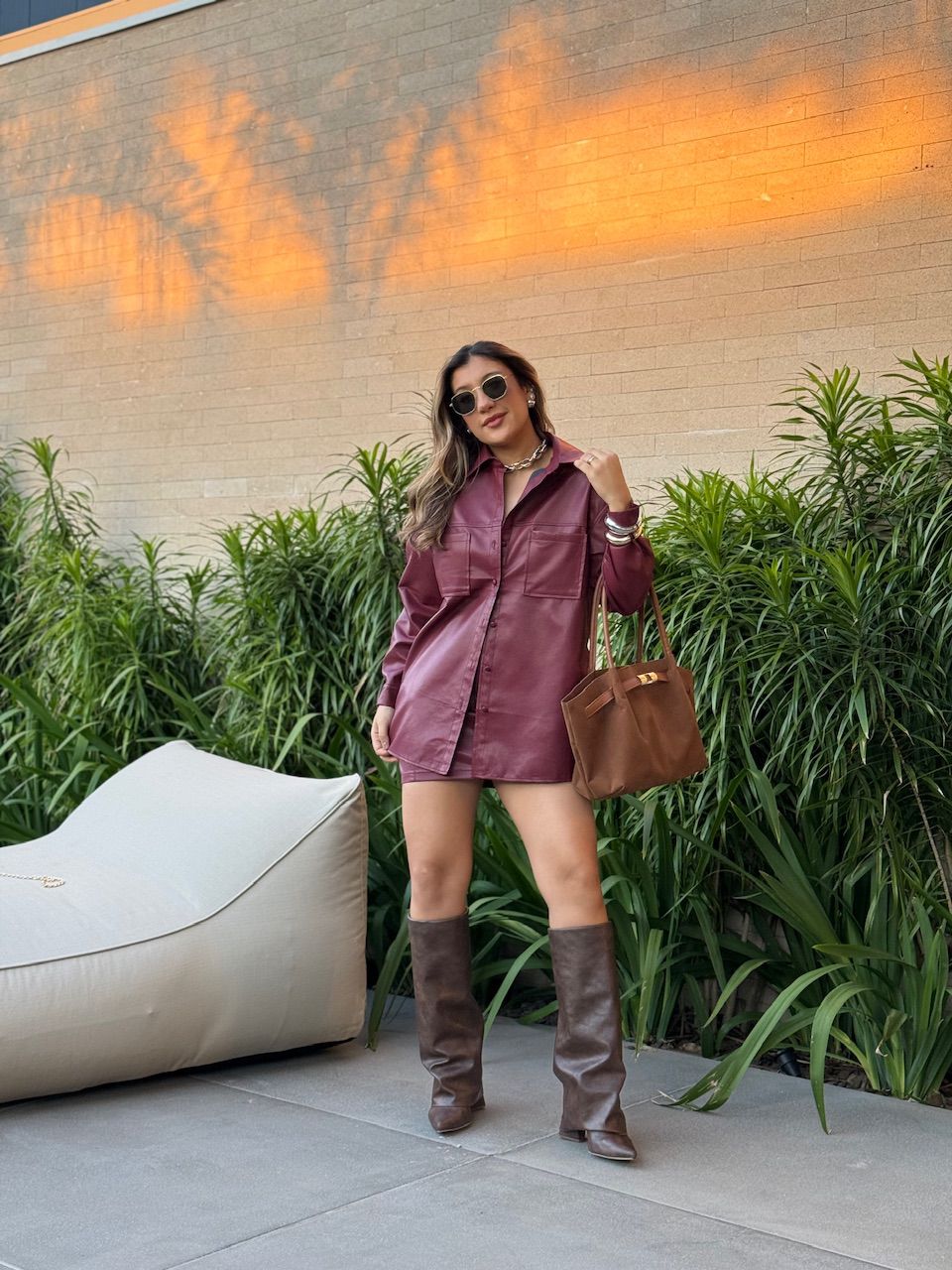CAMISA DAFNE COURO FAKE VINHO