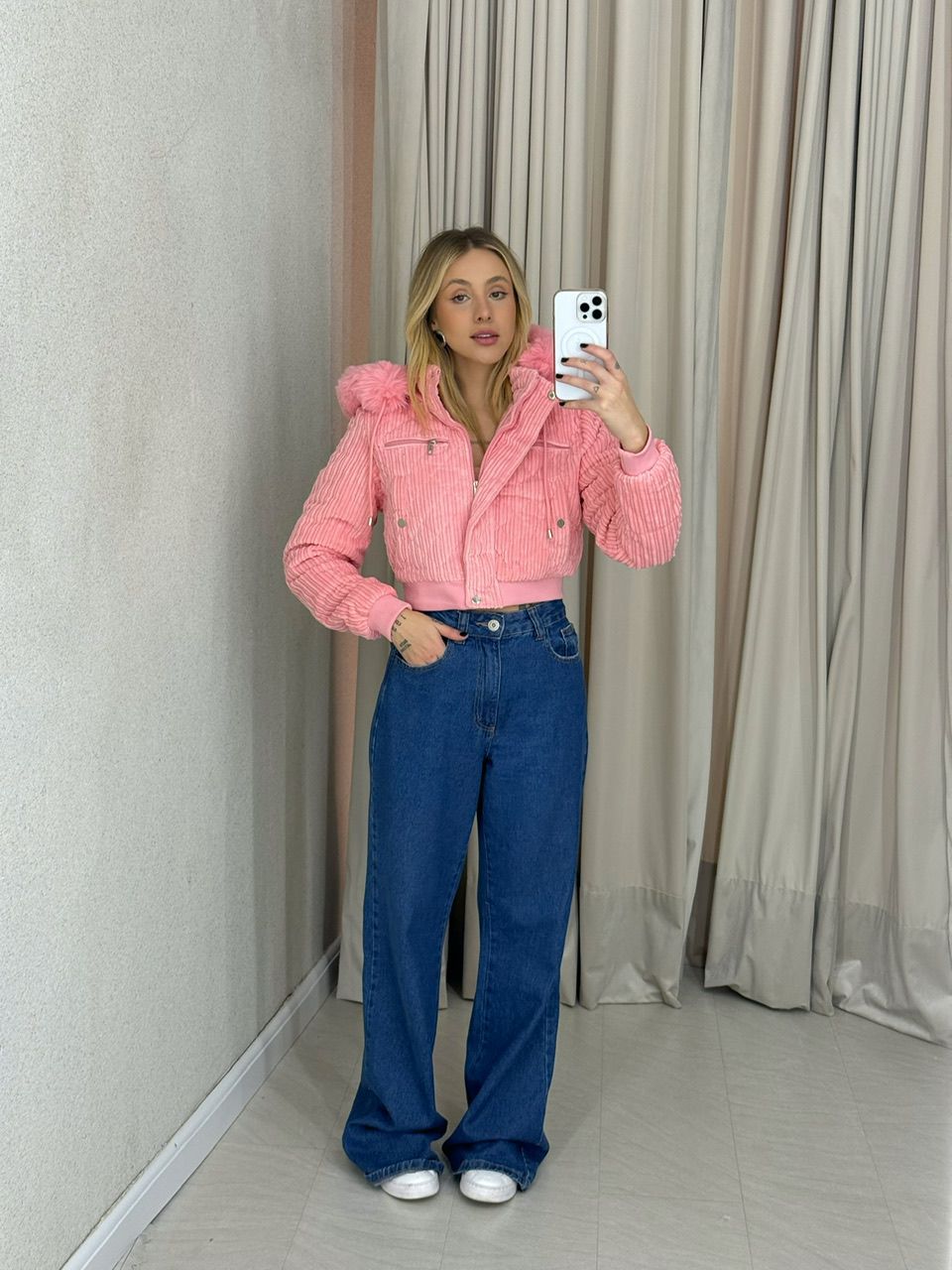 PUFFER ERIKA PELINHOS ROSA