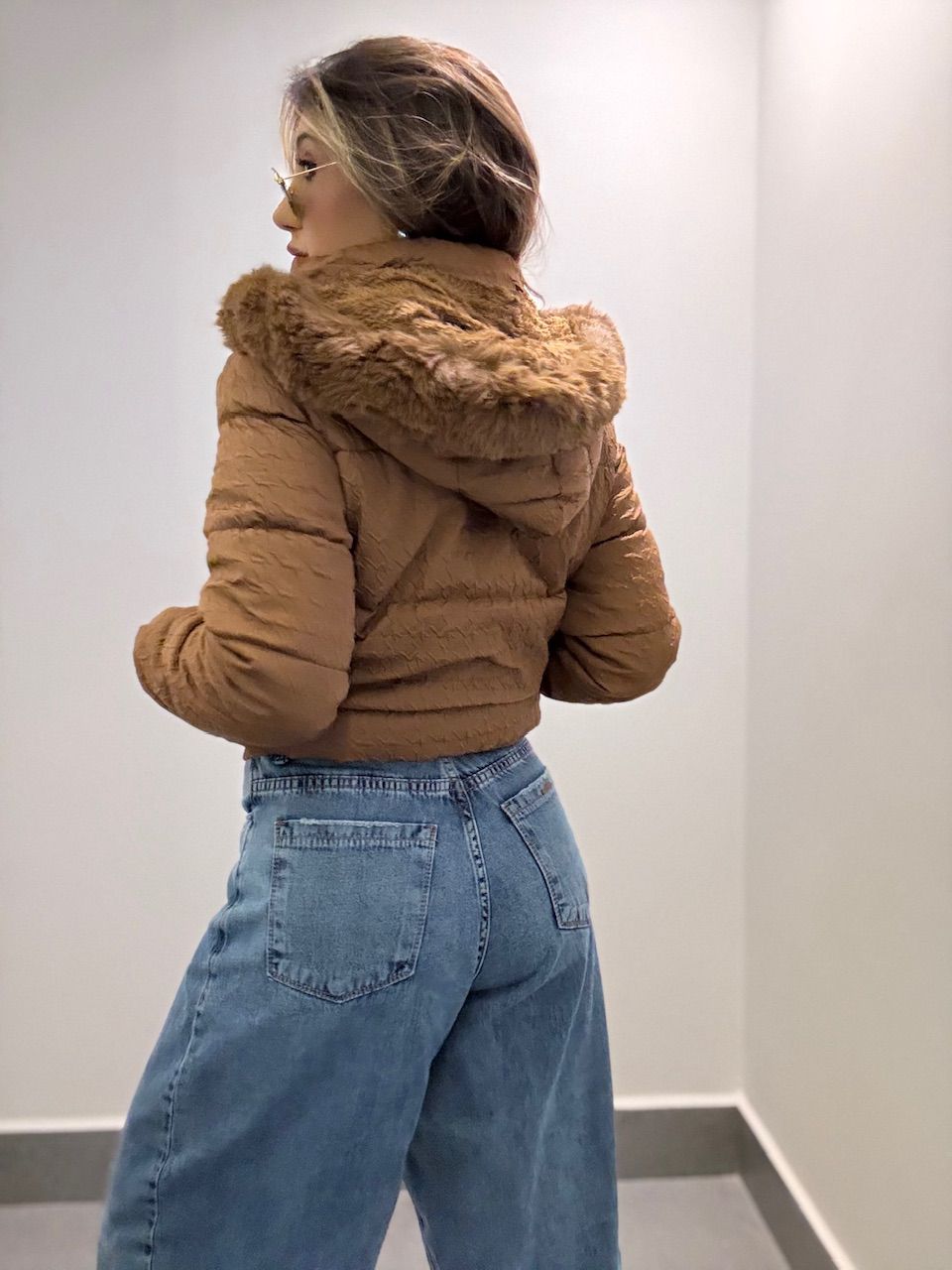 PUFFER KATIA TEXTURIZADA MARROM