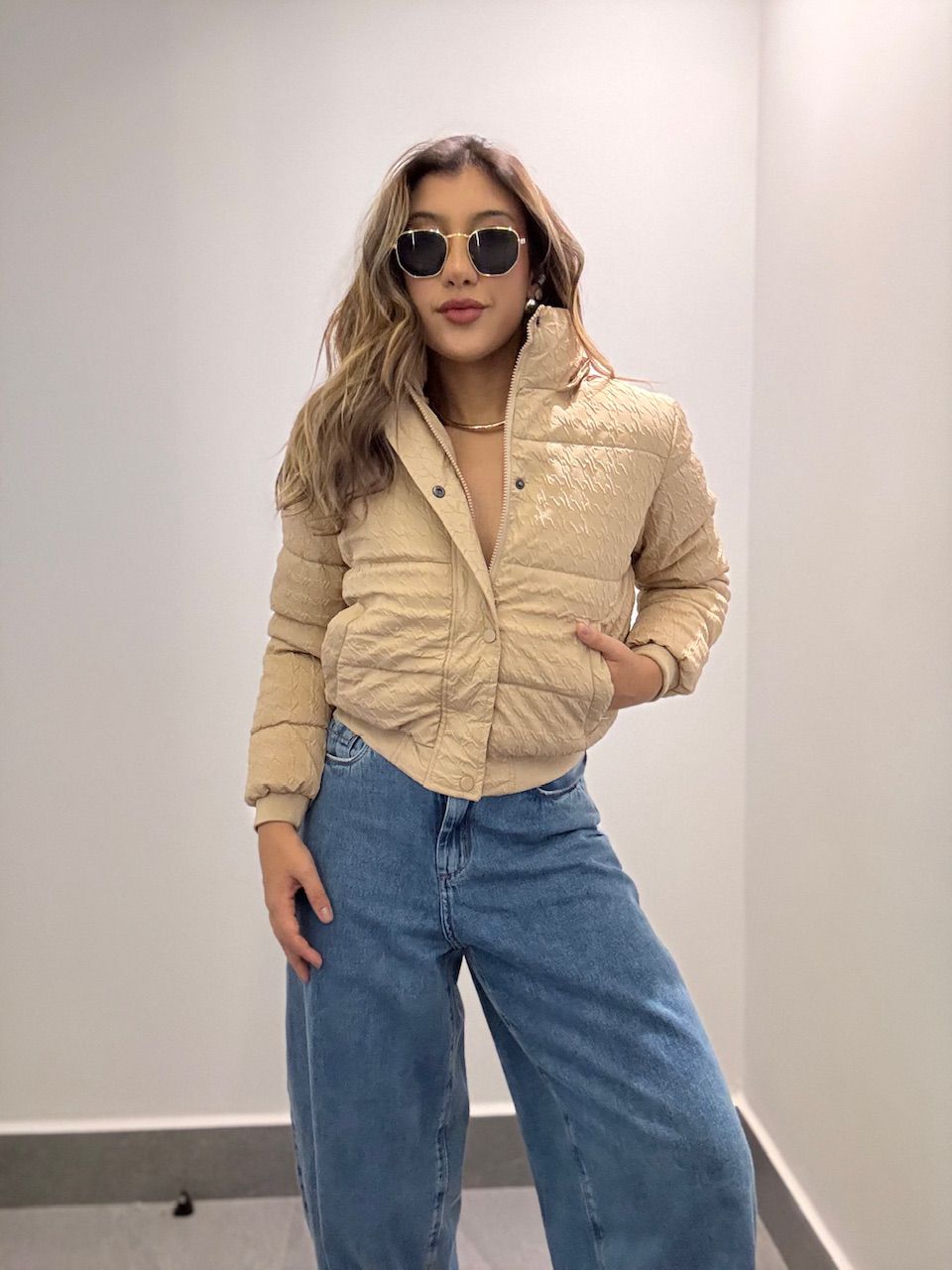 PUFFER KATIA TEXTURIZADA NUDE