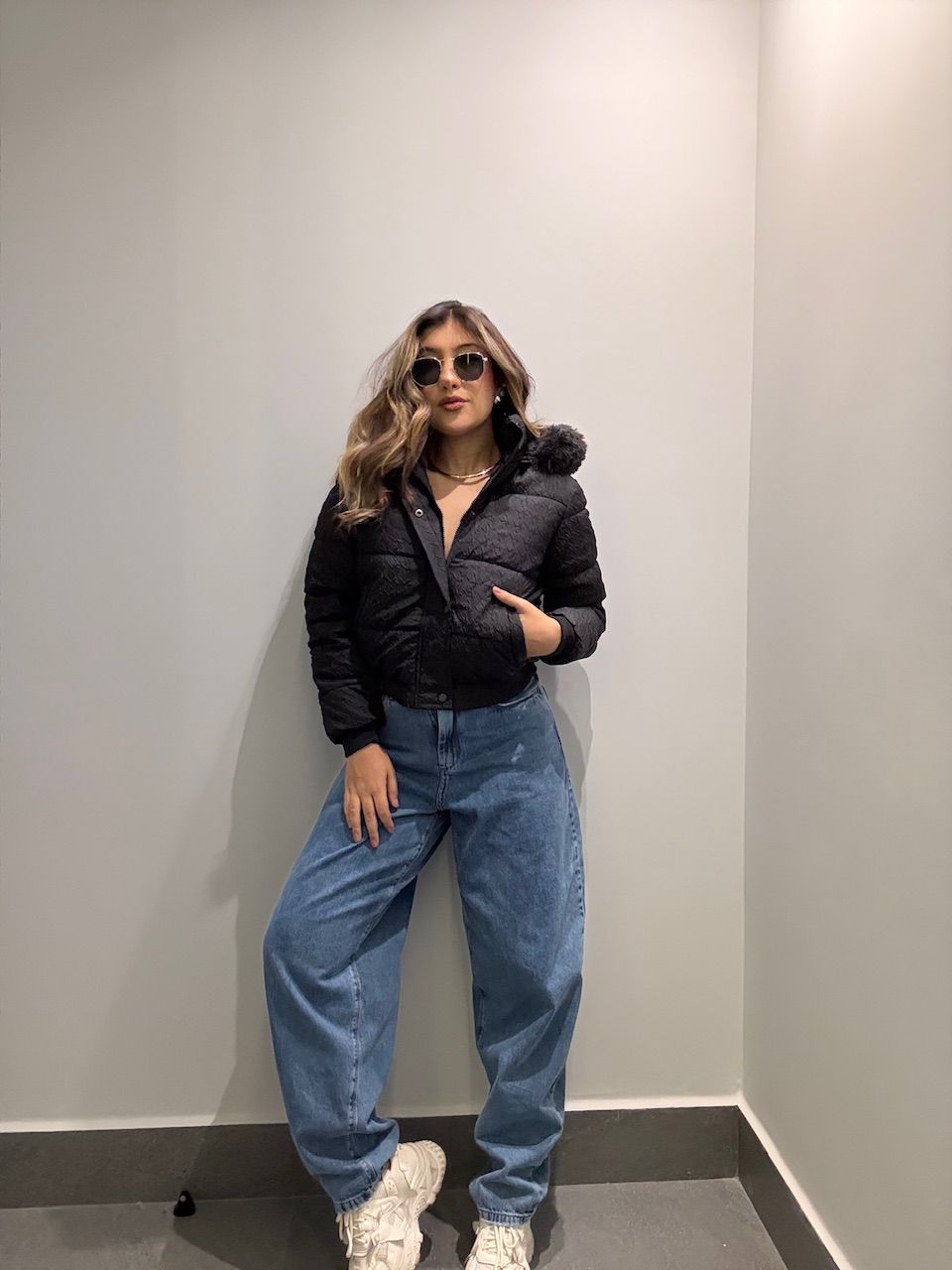 PUFFER KATIA TEXTURIZADA PRETA