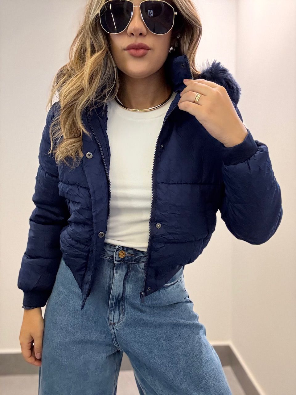 PUFFER KATIA TEXTURIZADA MARINHO