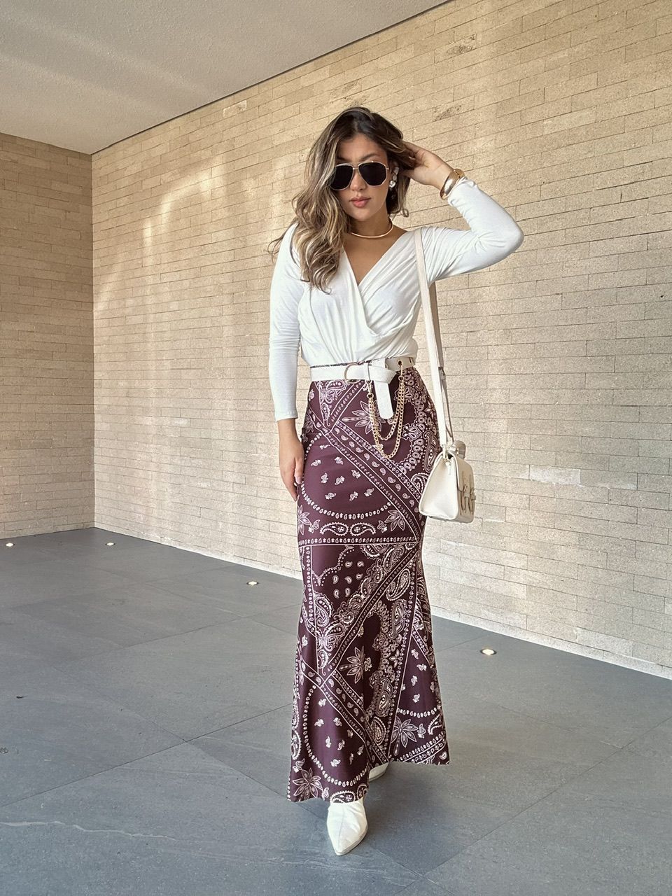 SAIA CELINE ESTAMPADA MARROM