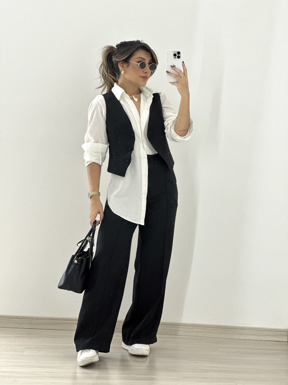 CONJUNTO COLETE COM CALÇA PRETO - 0053830032 - CAROLLA FERRARO