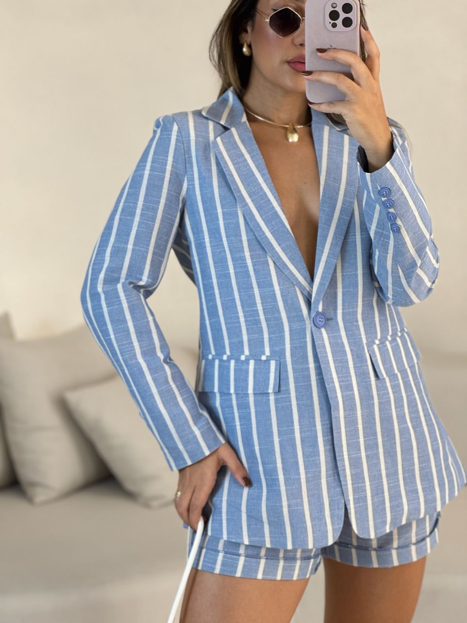 CONJUNTO STRIPES BLAZER AZUL