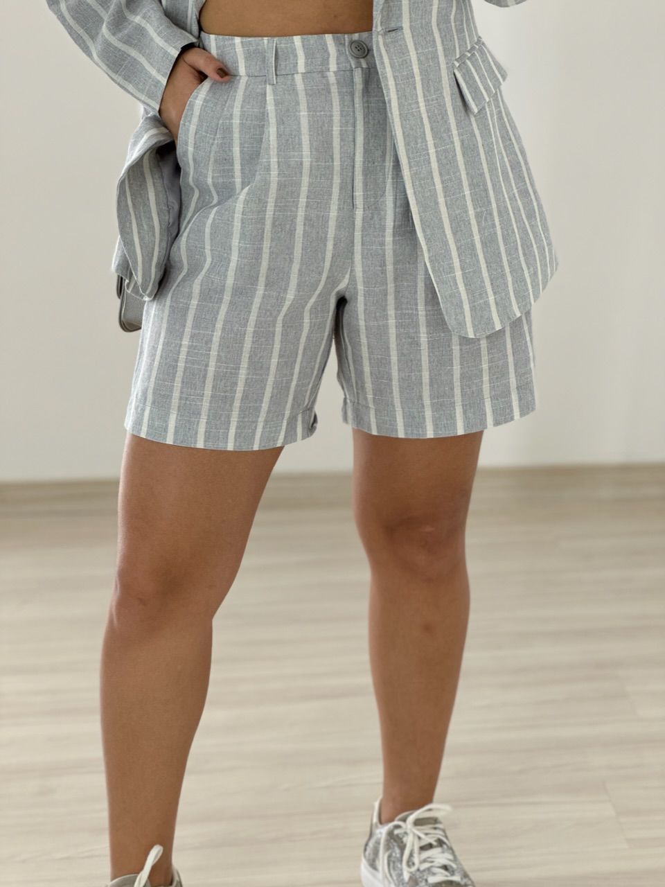 CONJUNTO STRIPES BLAZER CINZA