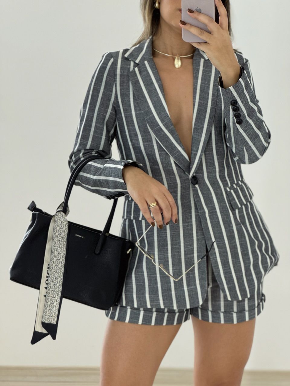 CONJUNTO STRIPES BLAZER PRETO