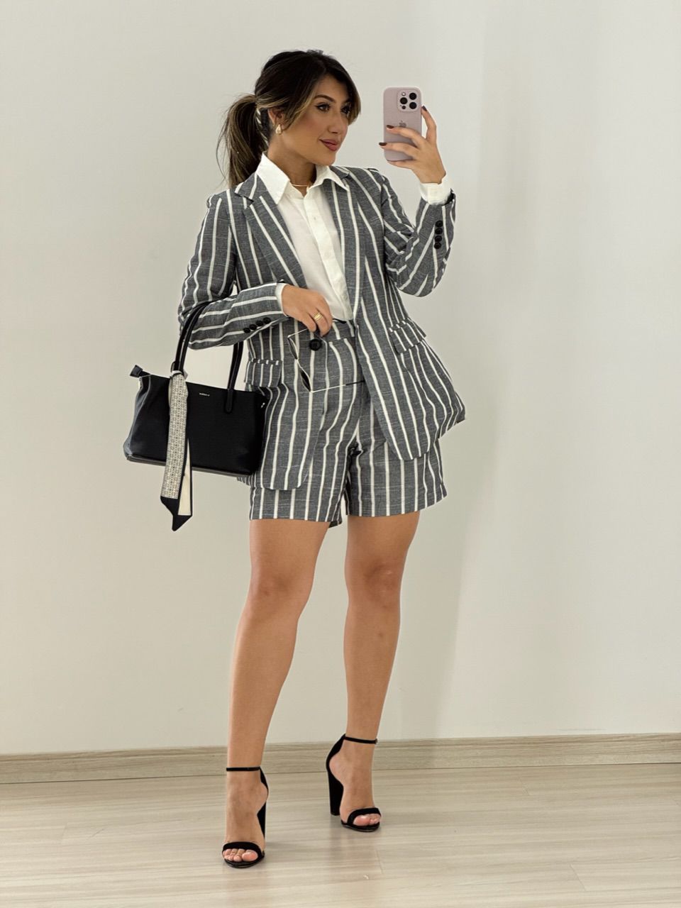 CONJUNTO STRIPES BLAZER PRETO