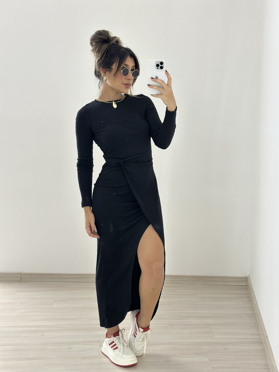 VESTIDO ALANA 02 CANELADO PRETO
