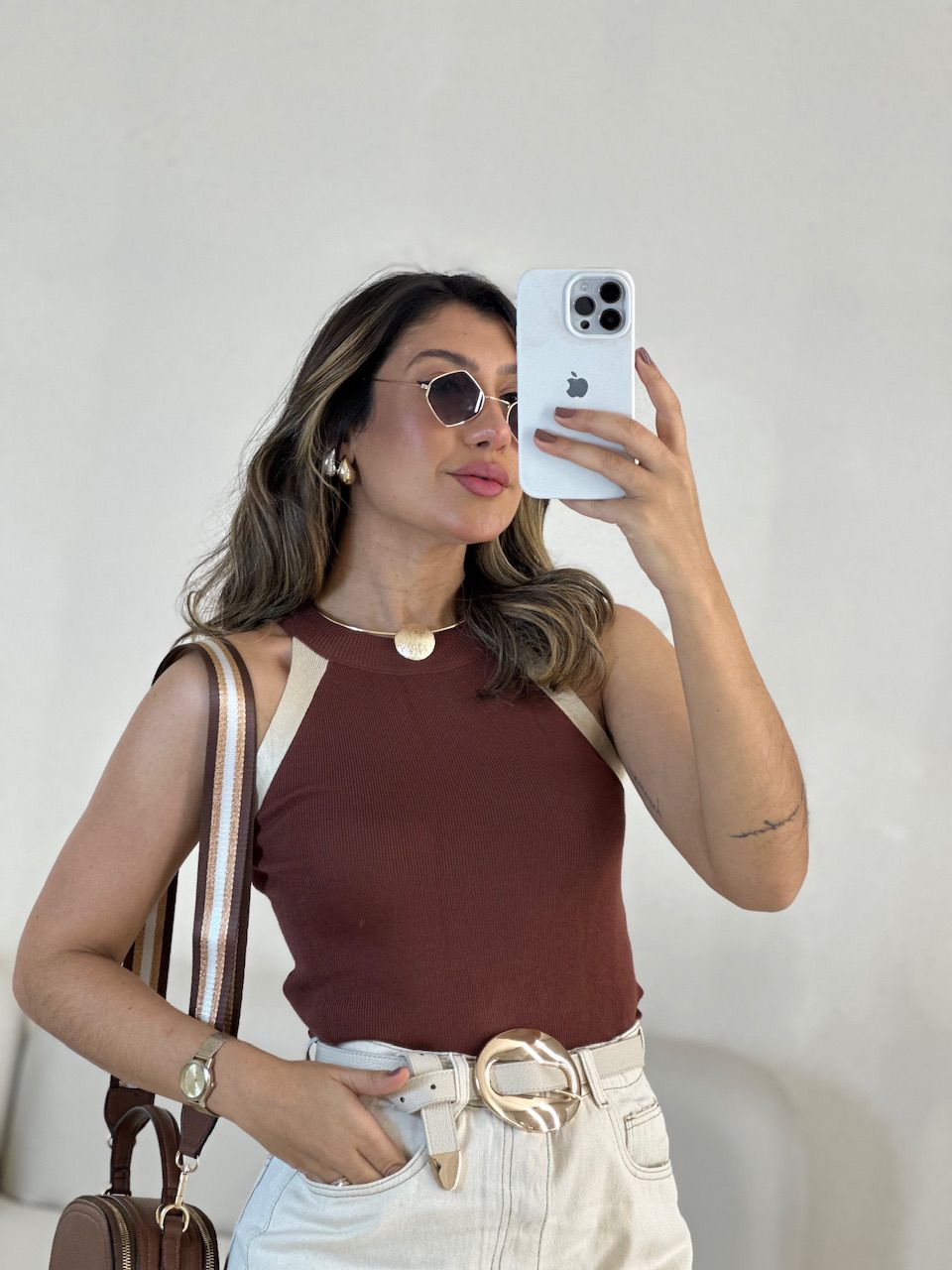 BLUSA ALANA CAVADA MARROM