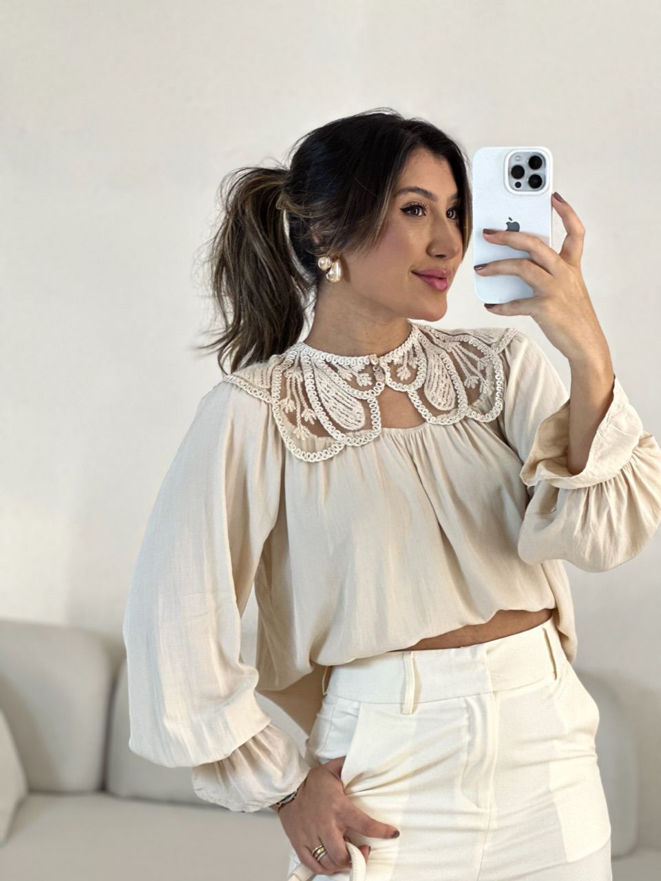 BATA OLÍVIA MANGA LONGA NUDE - 0054980049 - CAROLLA FERRARO