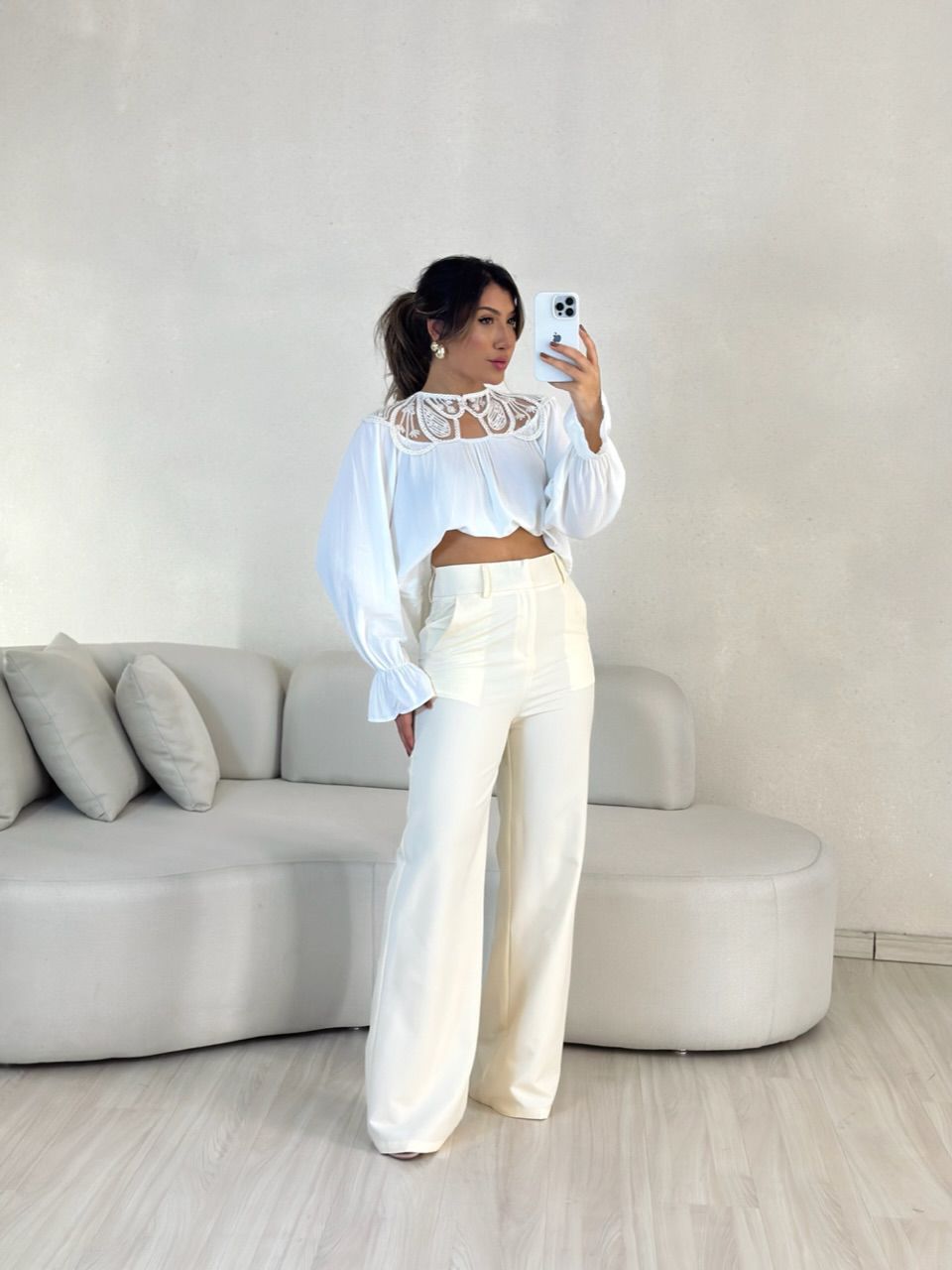 CALÇA TATIANA PANTALONA MARFIM
