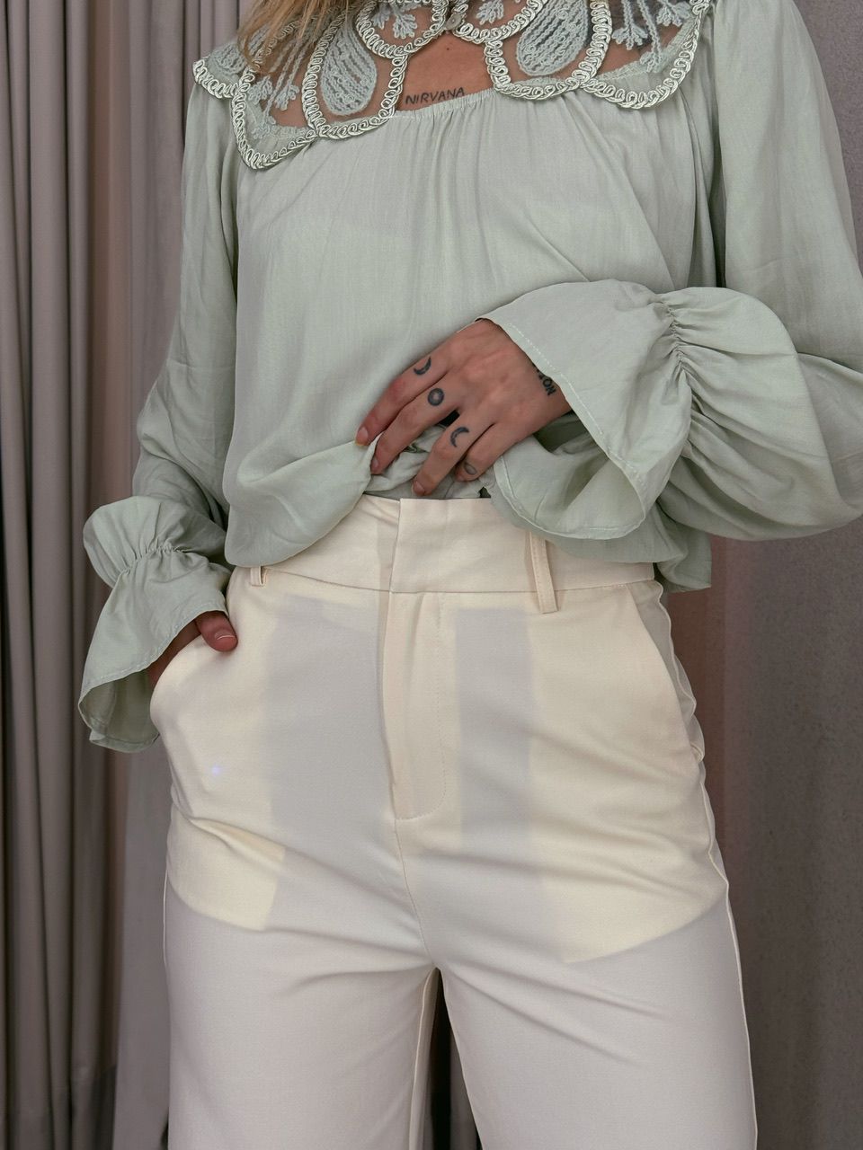CALÇA TATIANA PANTALONA MARFIM