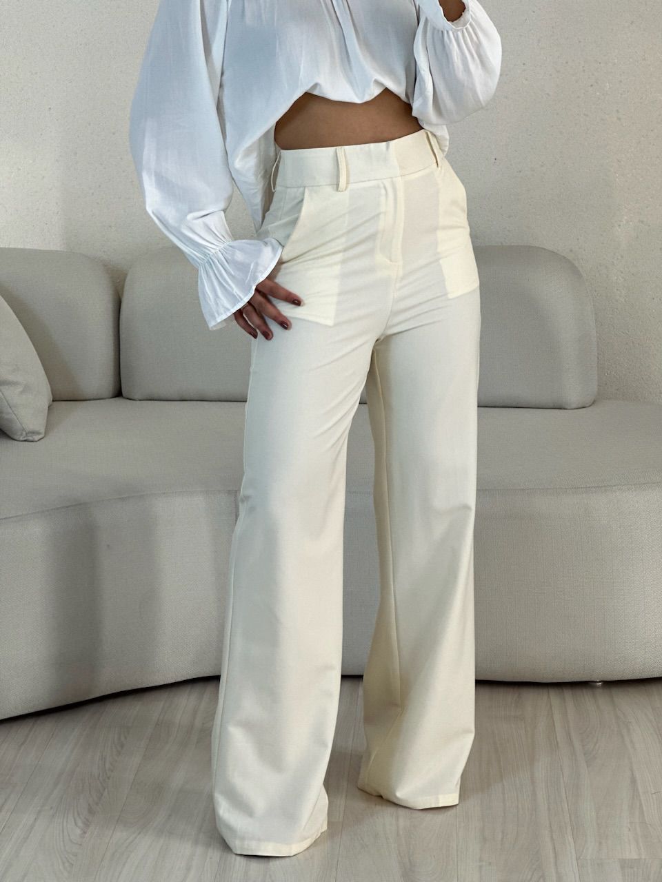 CALÇA TATIANA PANTALONA MARFIM - 0054960056 - CAROLLA FERRARO