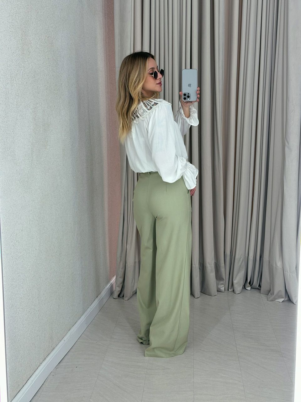 CALÇA TATIANA PANTALONA VERDE CHÁ