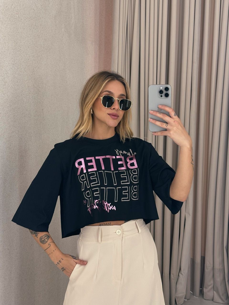CROPPED BETTER ALGODÃO PRETO - 0054990032 - CAROLLA FERRARO