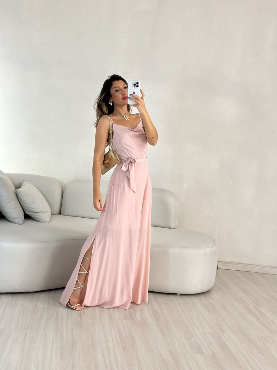 VESTIDO VANESSA ALÇA Rosê - 0054950025 - CAROLLA FERRARO