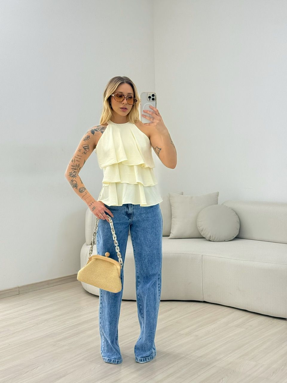 BLUSA SUELEN BABADOS MARFIM