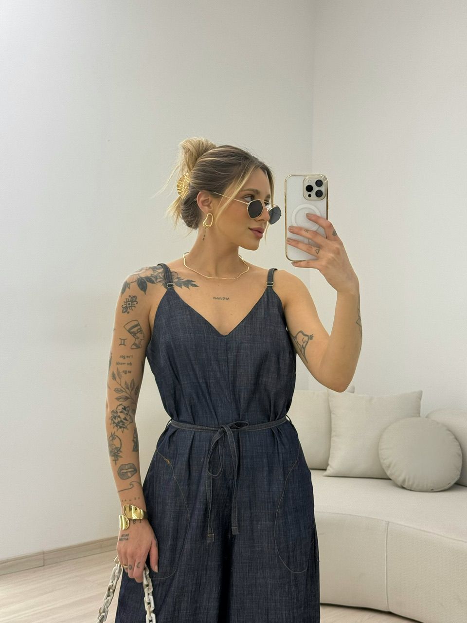 MACACÃO AGDA JEANS AZUL ESCURO