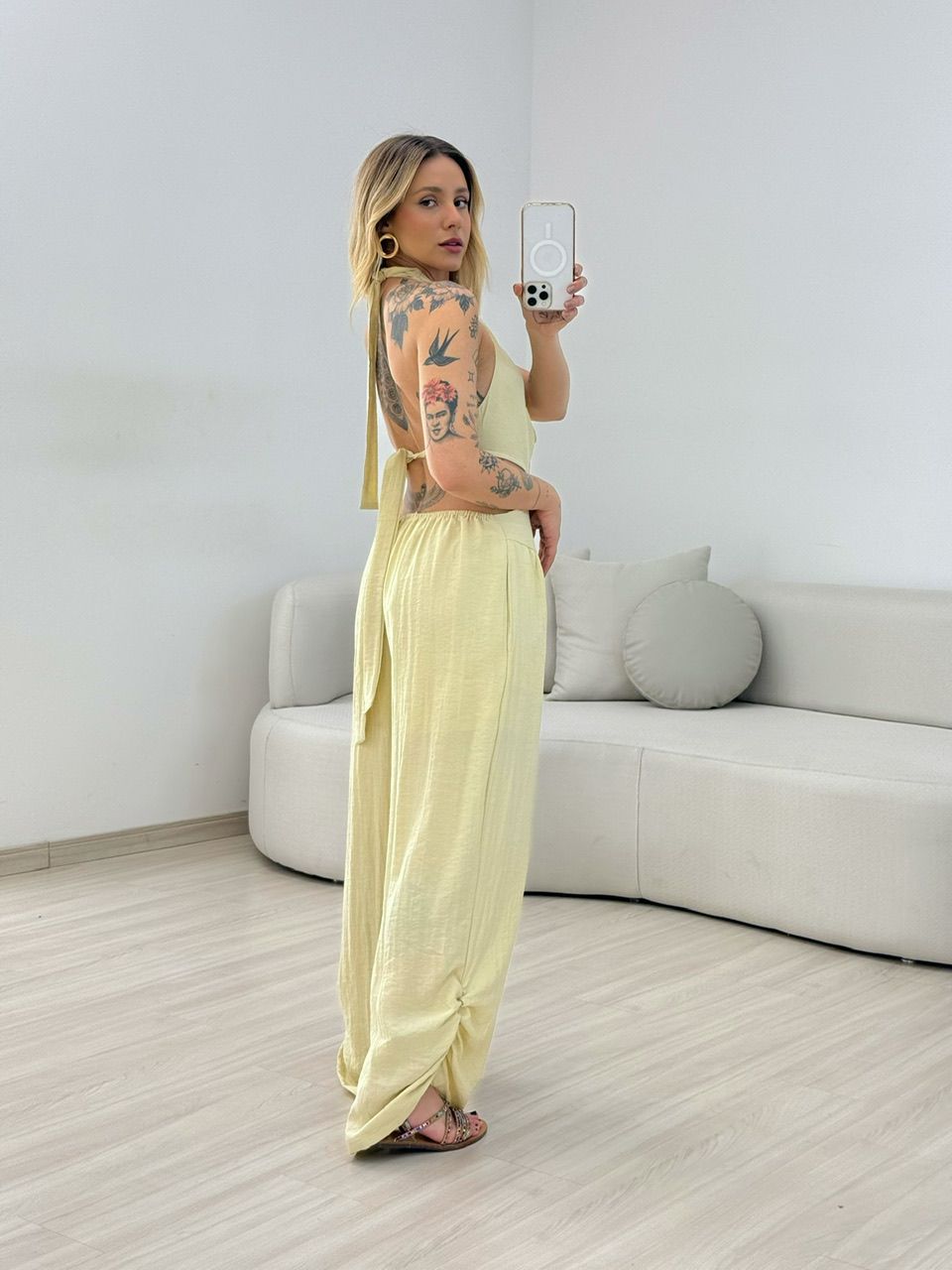MACACÃO DUDA AMARRAÇÃO AMARELO MANTEIGA