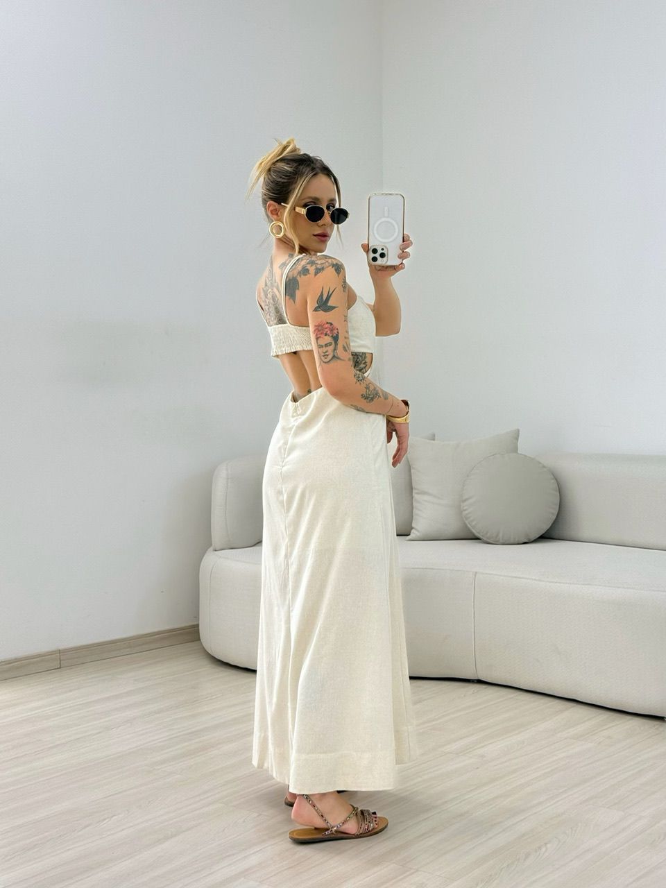 VESTIDO CASSANDRA ALÇA CRU
