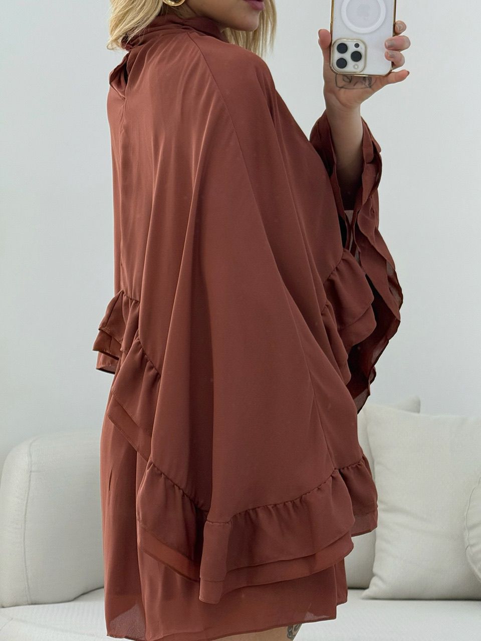 VESTIDO ODETTE FLUIDO MARROM