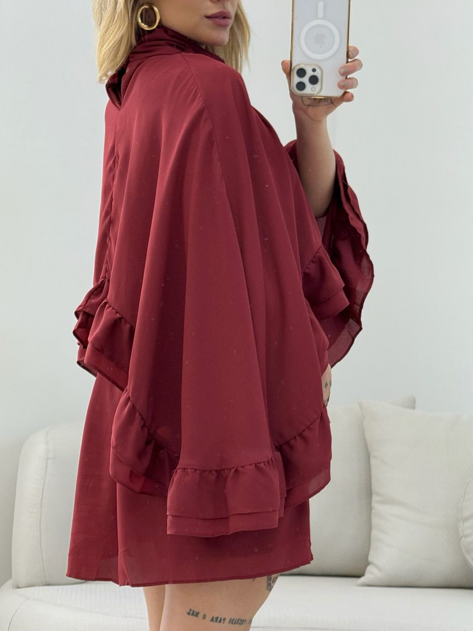 VESTIDO ODETTE FLUIDO VINHO