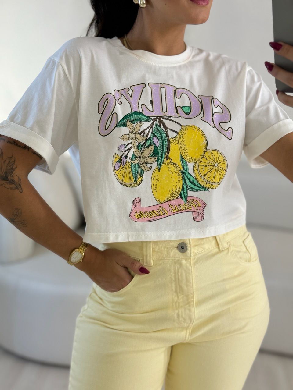CROPPED LEMON OFF - 0056130048 - CAROLLA FERRARO