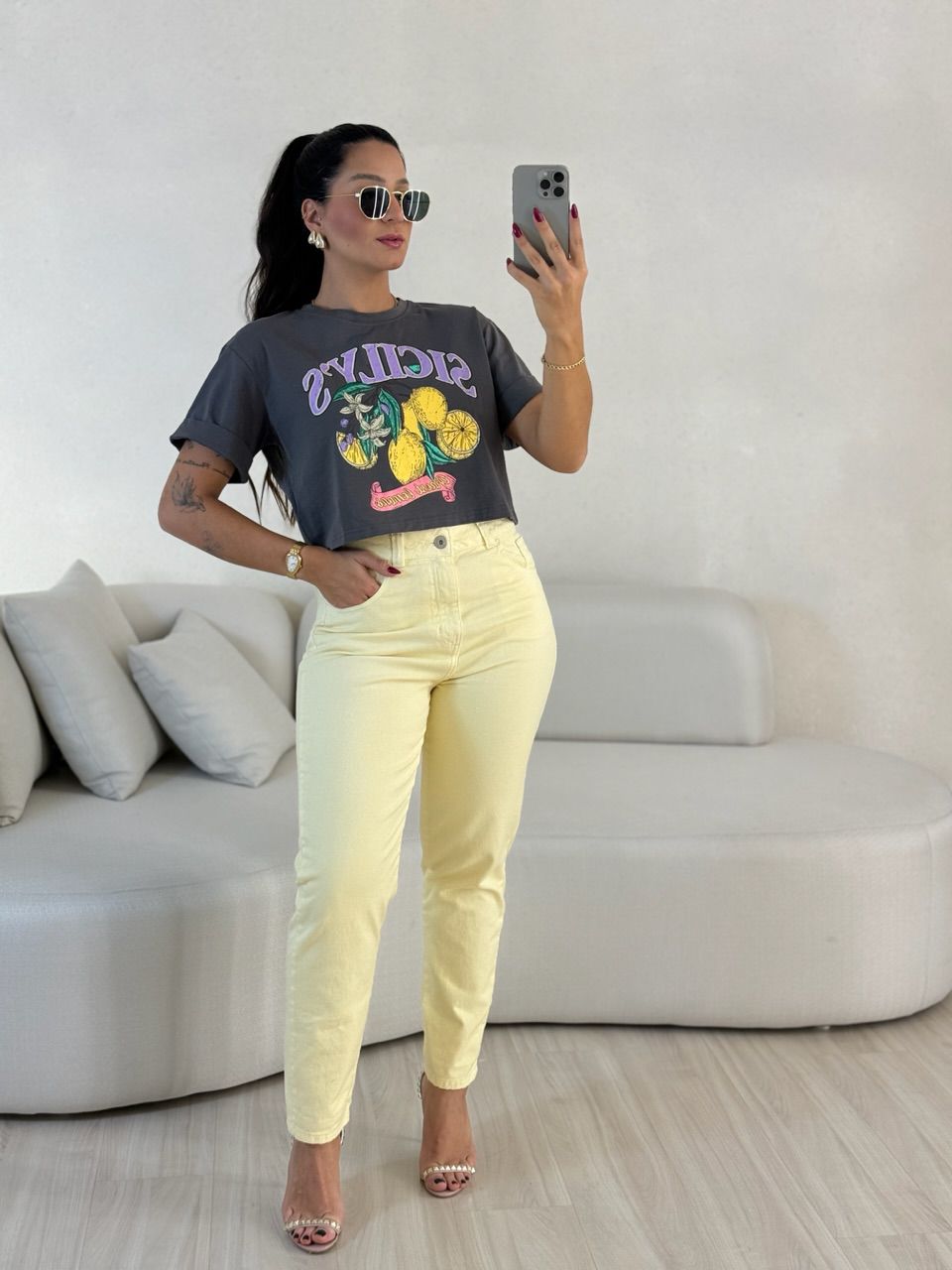 CROPPED LEMON CINZA