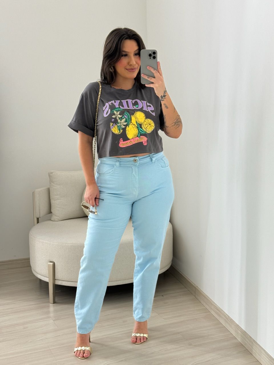 CROPPED LEMON CINZA