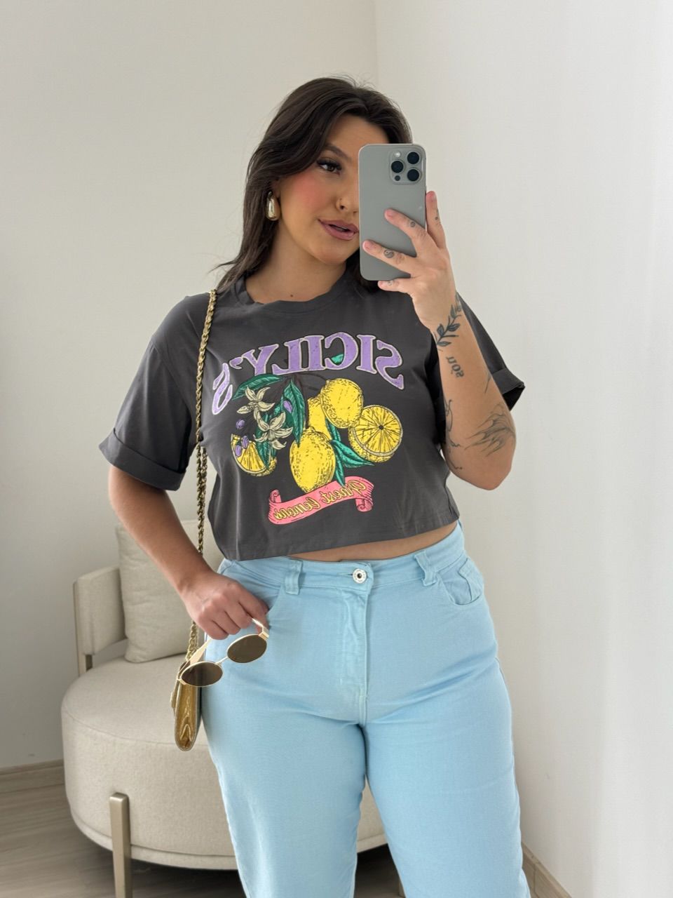 CROPPED LEMON CINZA