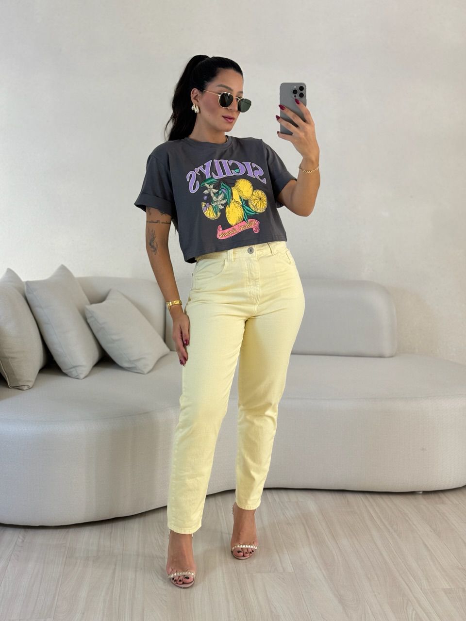 CROPPED LEMON CINZA