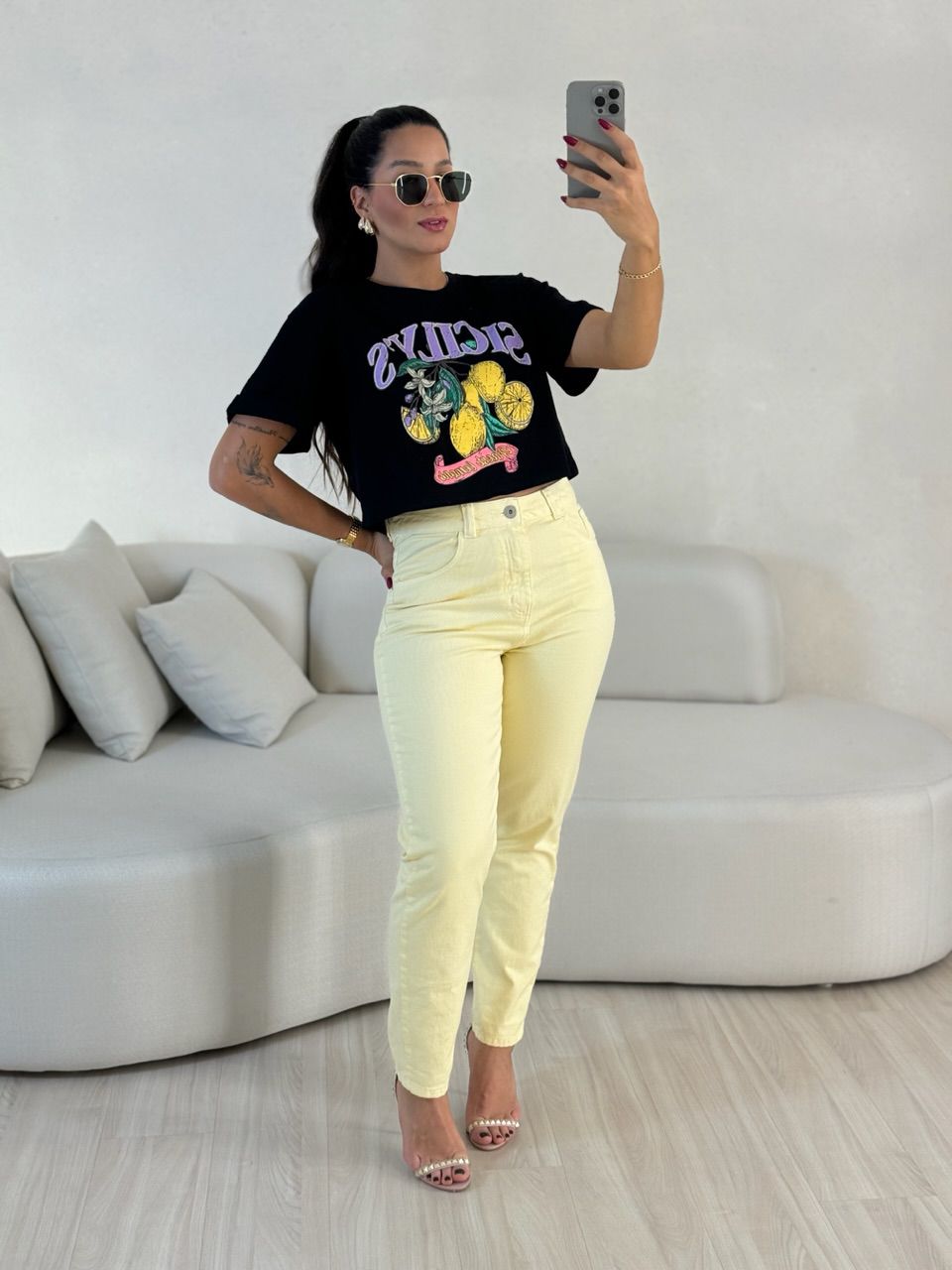 CROPPED LEMON PRETO - 0056130032 - CAROLLA FERRARO