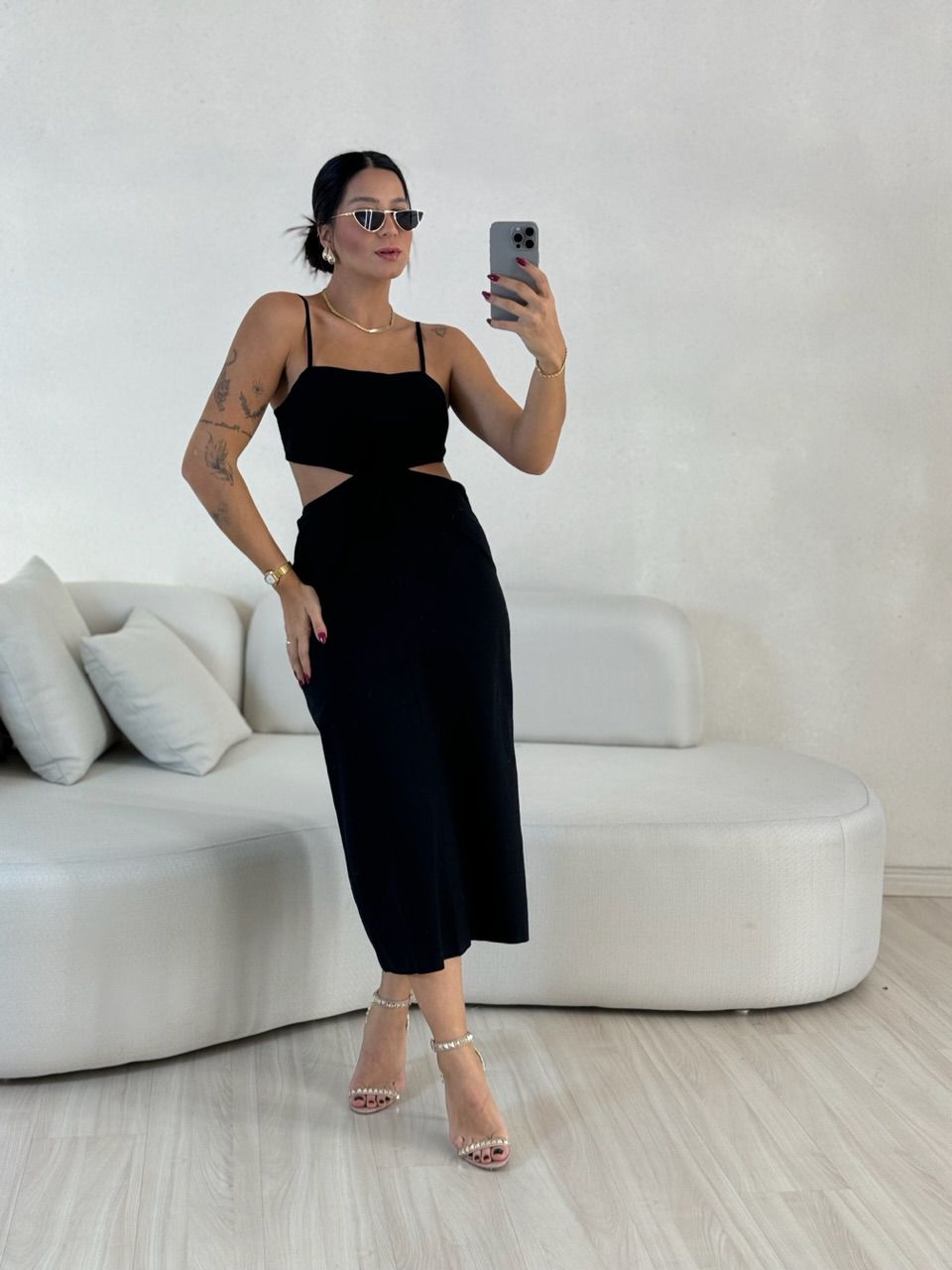 VESTIDO ELIZABETH COSTAS ABERTA PRETO
