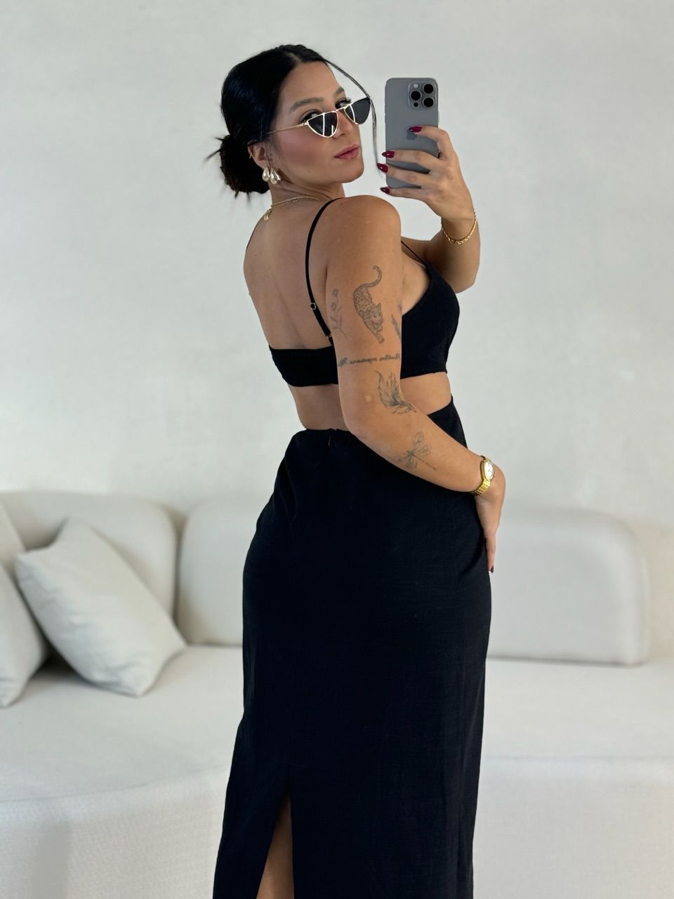 VESTIDO ELIZABETH COSTAS ABERTA PRETO