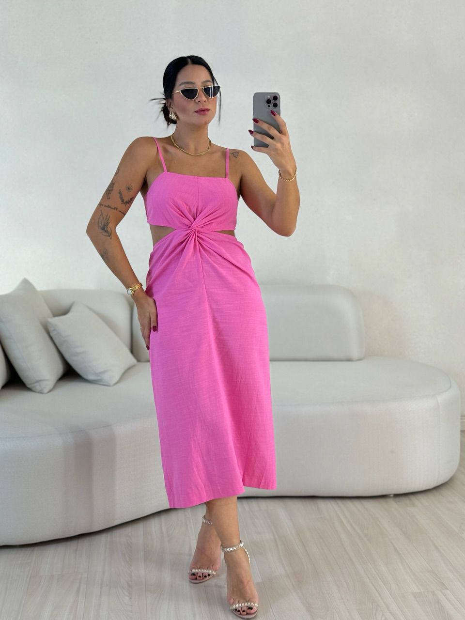 VESTIDO ELIZABETH COSTAS ABERTA ROSA