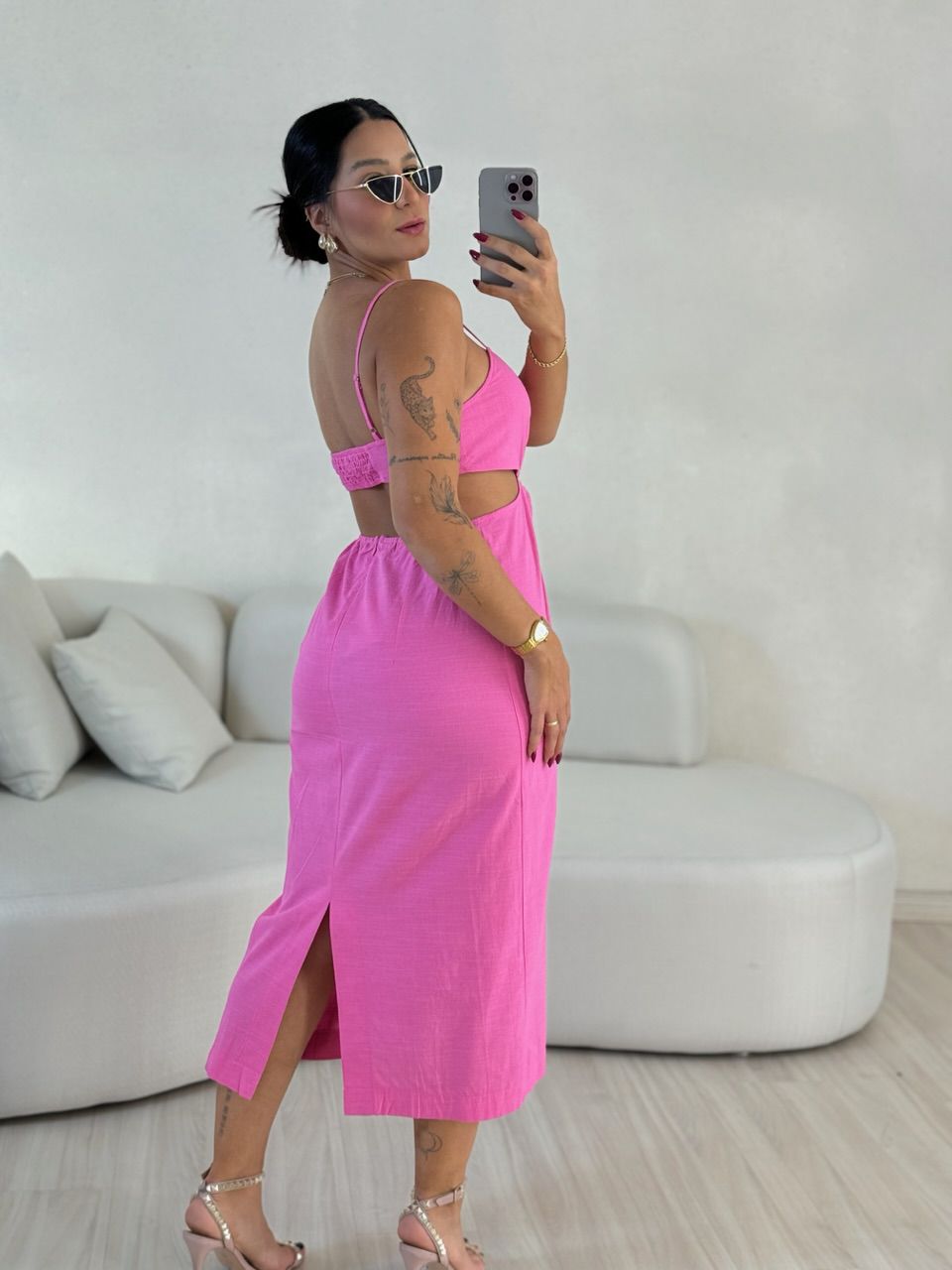 VESTIDO ELIZABETH COSTAS ABERTA ROSA