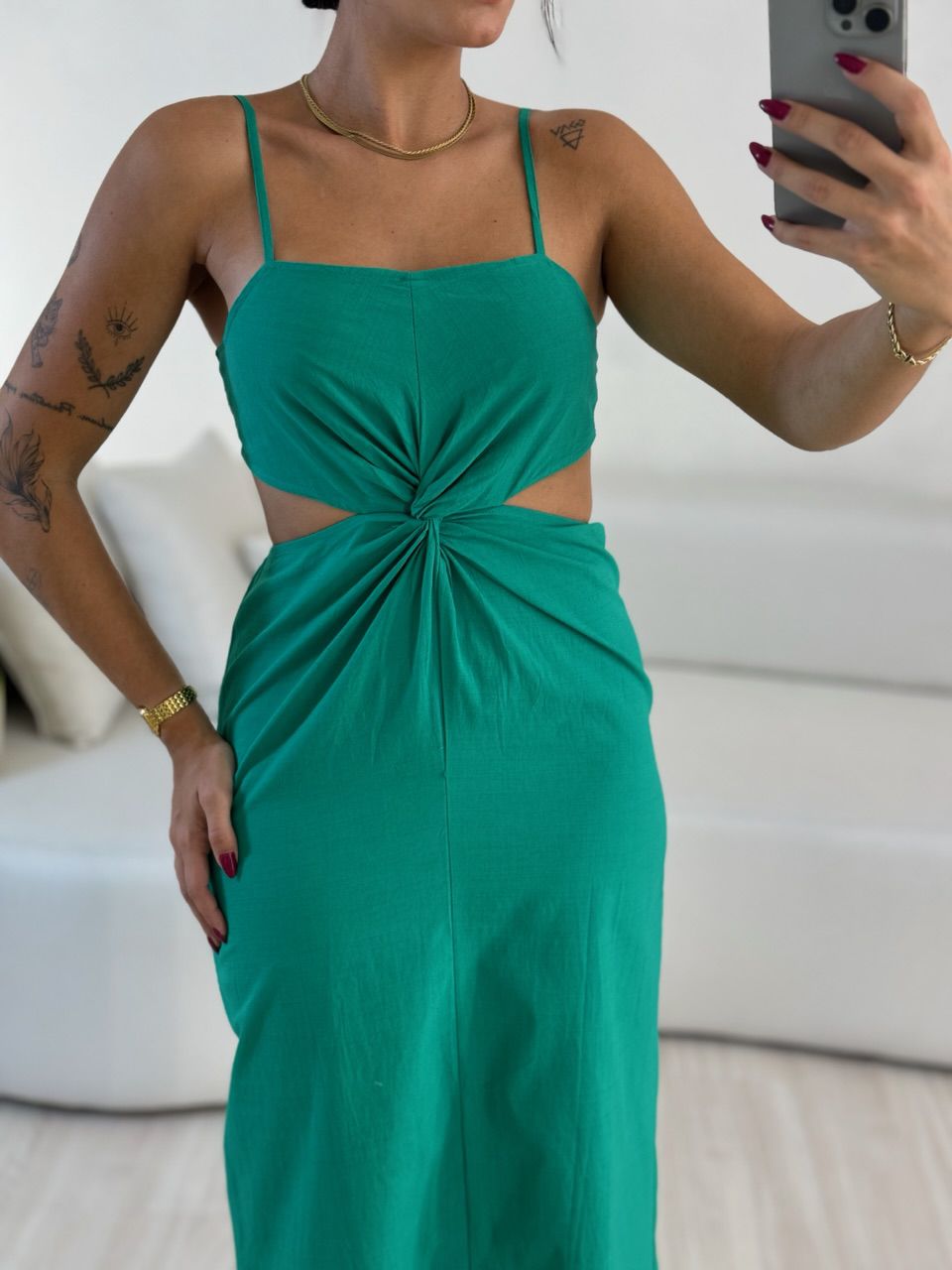 VESTIDO ELIZABETH COSTAS ABERTA VERDE